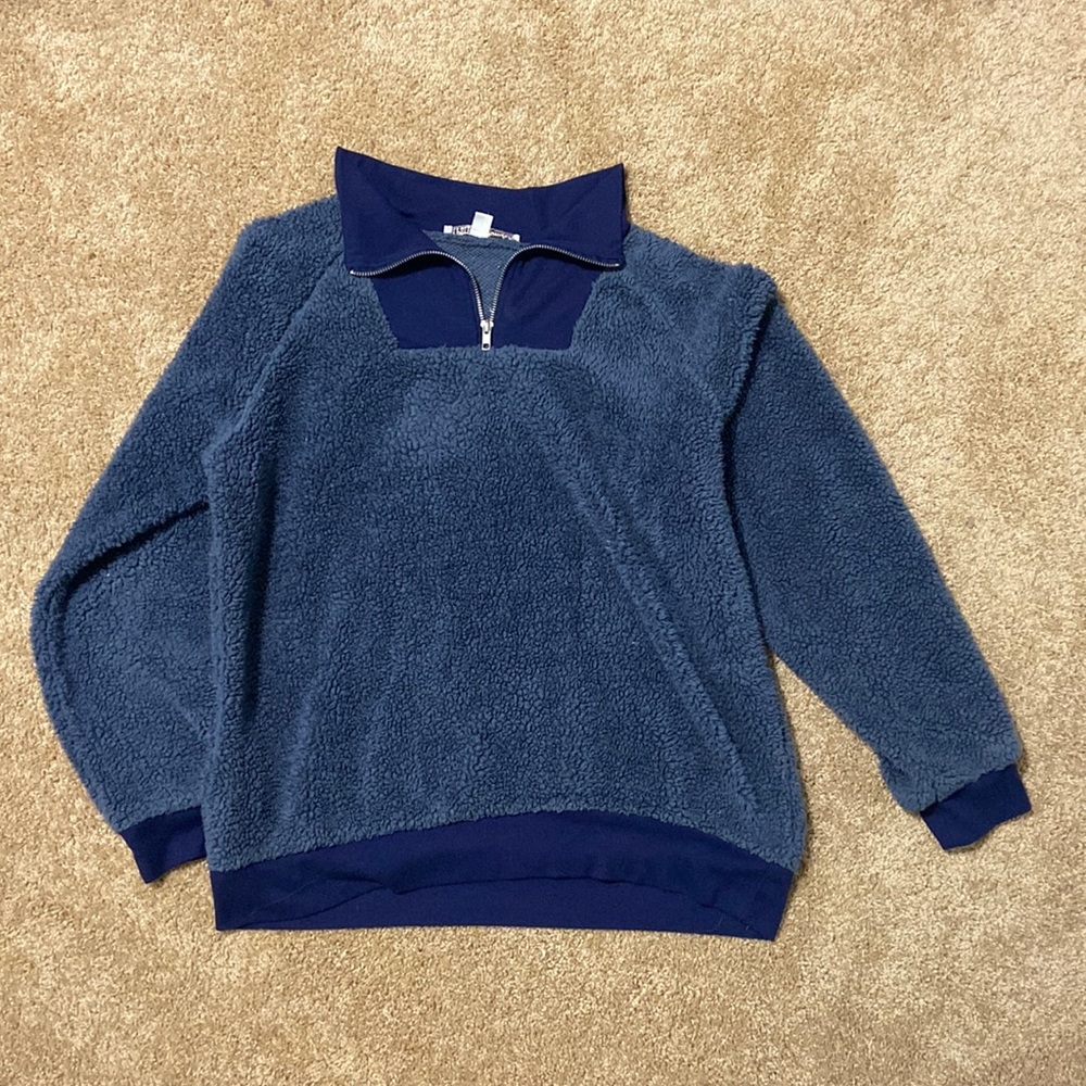 Dark Blue Sherpa Cozy Quarter Zip